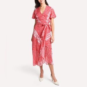 Blair Wrap Dress in Red Floral Print